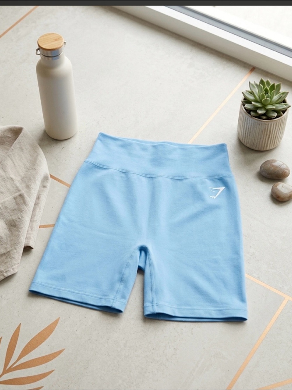 Gymshark Light Blue High-Waist Bike Shorts